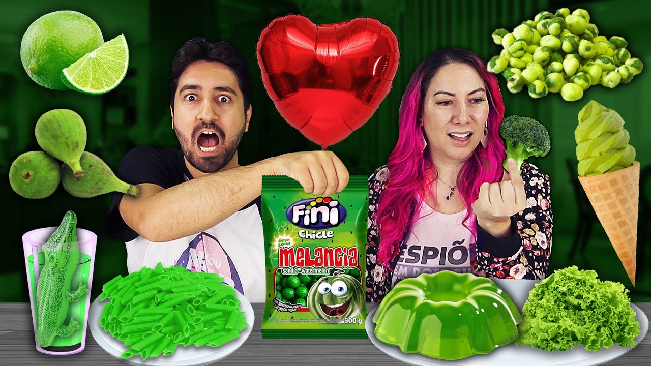 FIZEMOS UM JANTAR ROMÂNTICO SÓ COM COMIDAS VERDES | Gabriel e Shirley 2.0