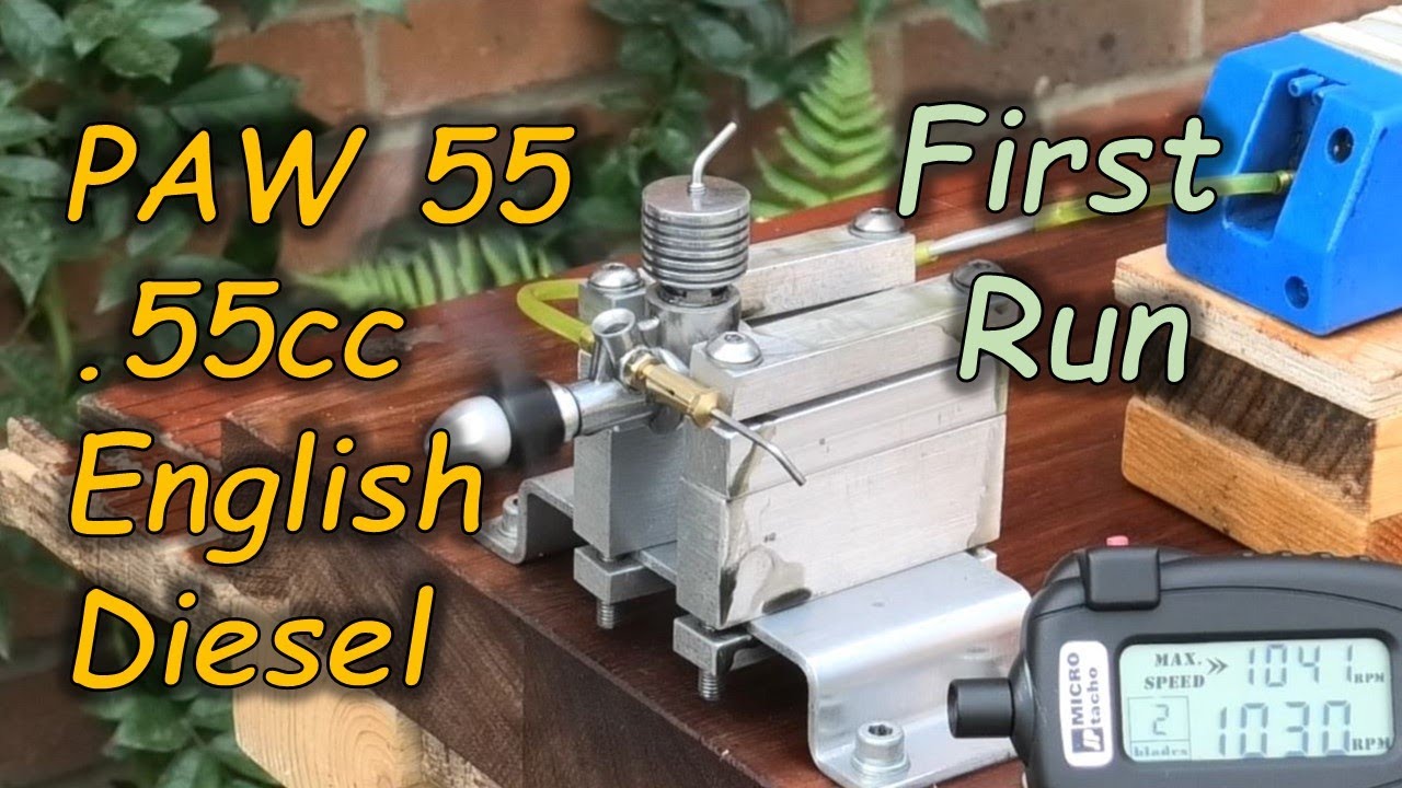 PAW 55 - First Run - Excellent 0.55cc English Diesel Engine