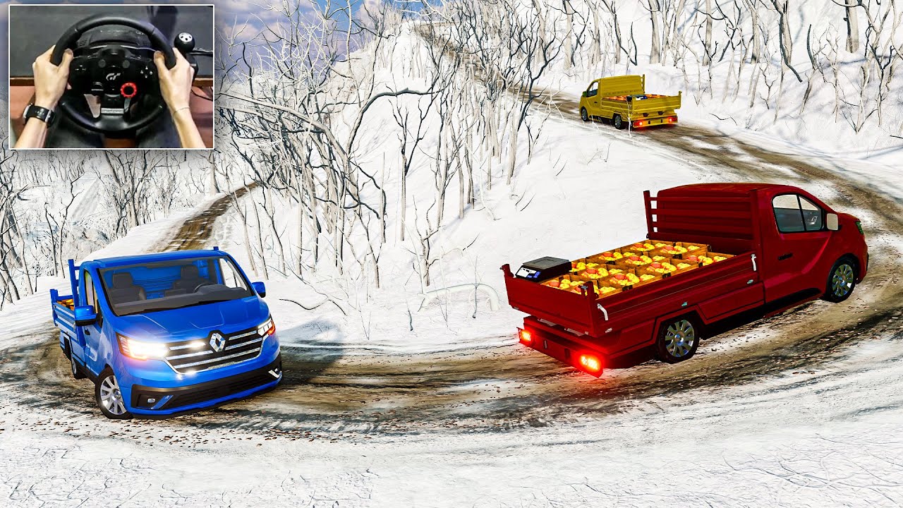 BeamNG Drive | Renault Traffic Jungle Rock Island – Multiplayer Cargo Delivery in Snow!