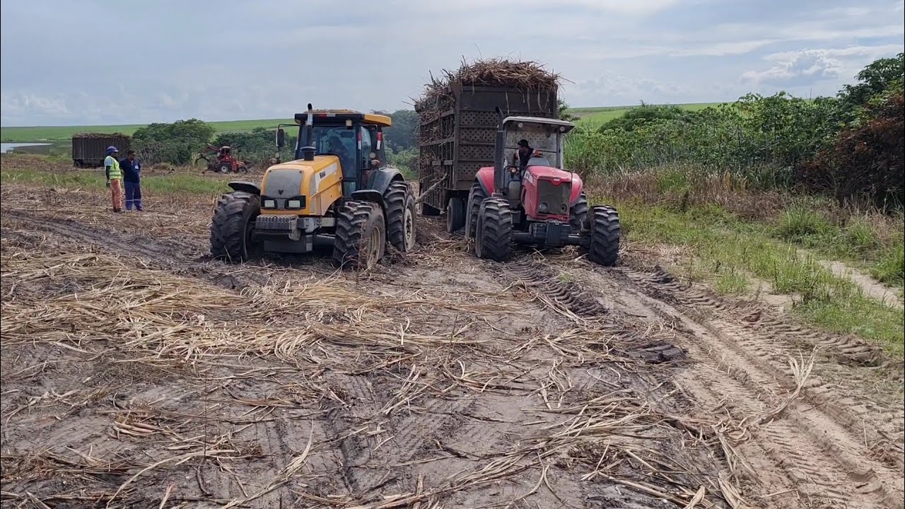 Trator BH 180 dando apoio ao MF 7150 no atoleiro