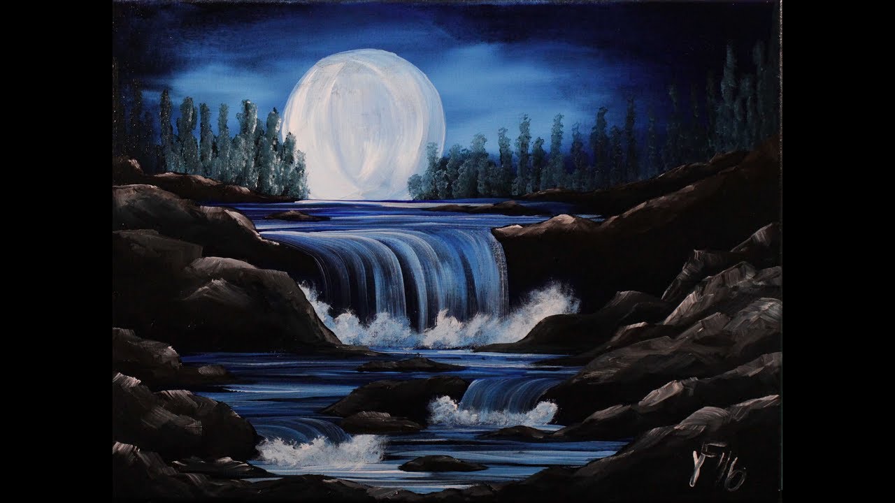 Moon River Step by Step Acrylic Painting on Canvas for Beginners