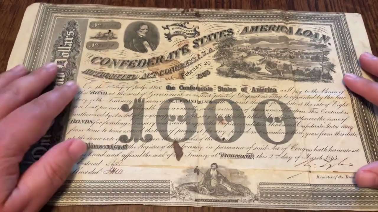 1863 $1000 CSA Bond