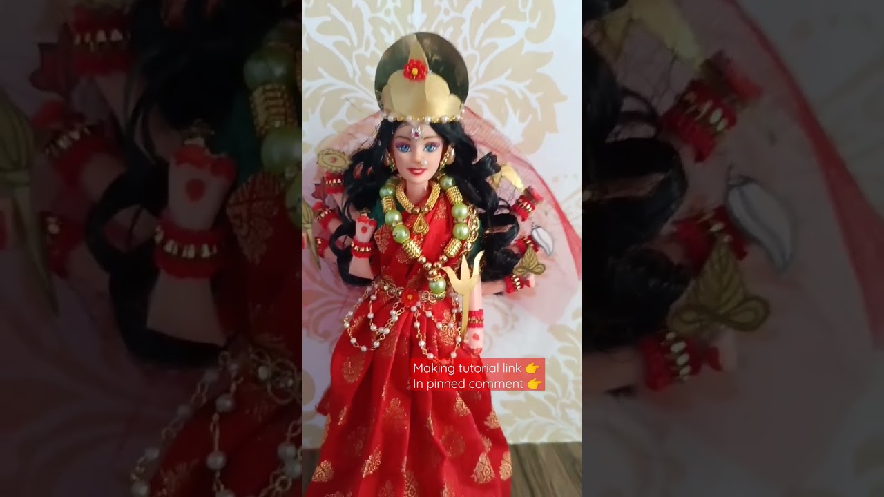 durga maa idol making with barbie doll #shorts  #durgamaa #durgamurtimaking #diy #diycraft