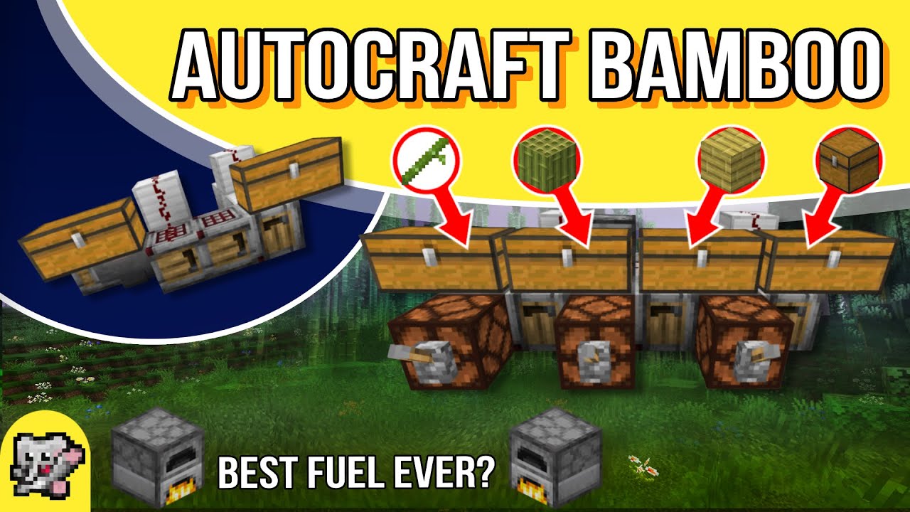 Autocraft Bamboo Best Fuel | Minecraft Redstone Tutorial | BEDROCK MCPE XBOX PS SWITCH