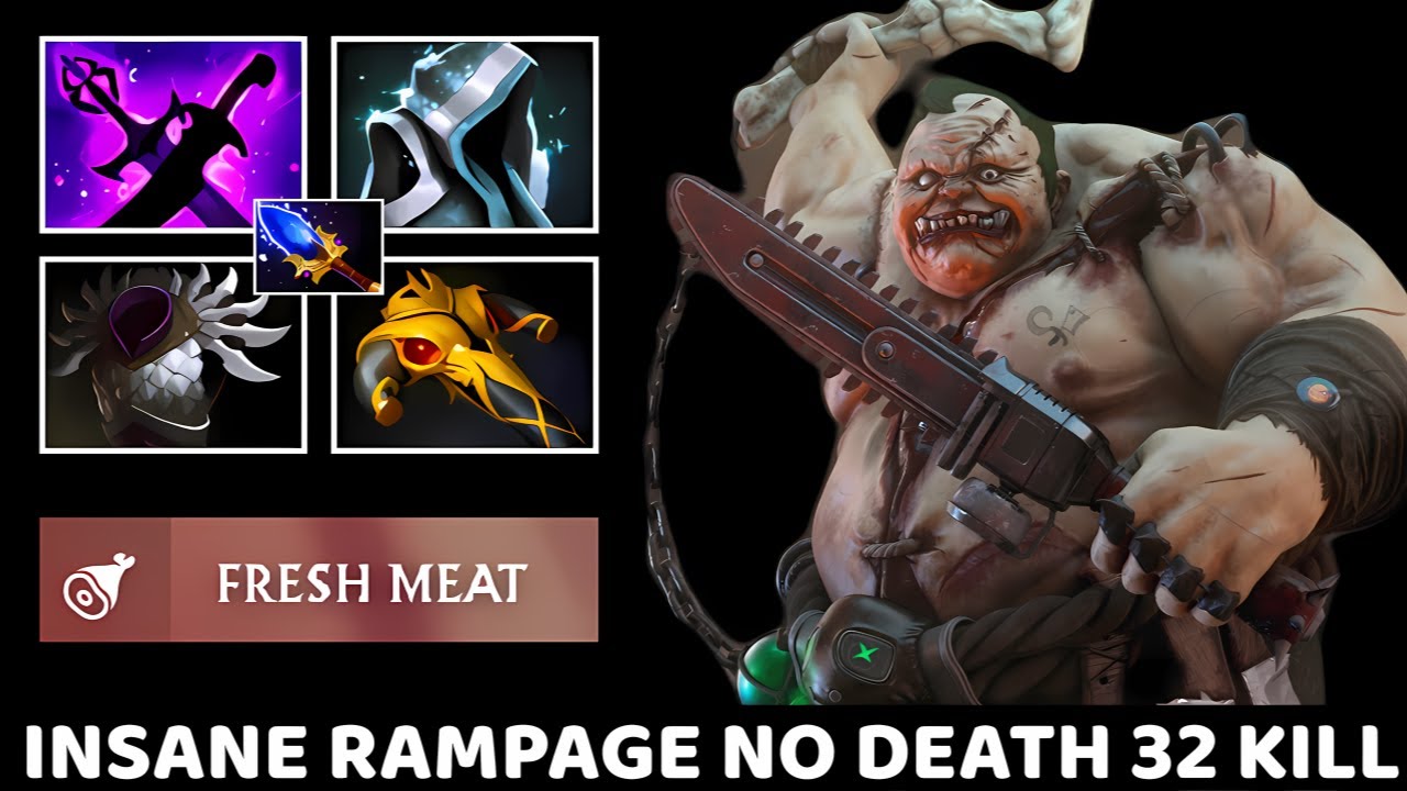 Pudge Insane Rampage No Death 32 Kill 7.40 Dota 2