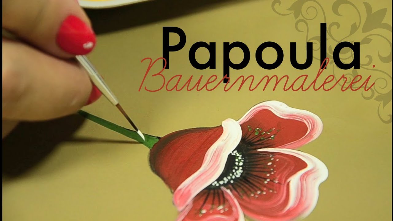 Pintando uma papoula fechada em Bauernmalerei