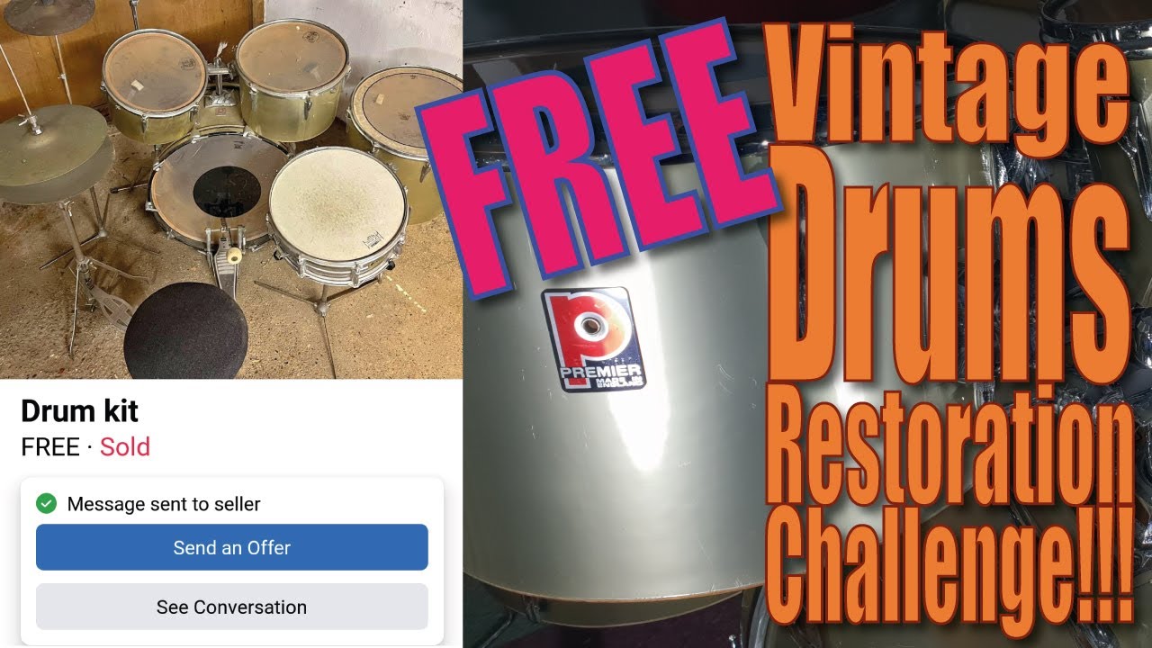Vintage Premier Drum Kit Restoration - Free on Facebook Marketplace!