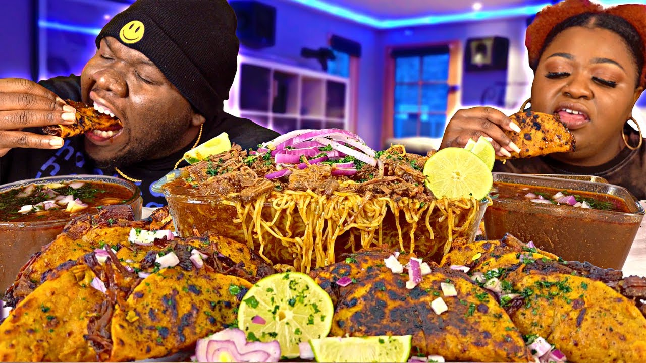 HIGHLY REQUESTED BIRRIA RAMEN + TACOS!!! | BIRRIA DE RES CON CONSOME | MUKBANG EATING SHOW