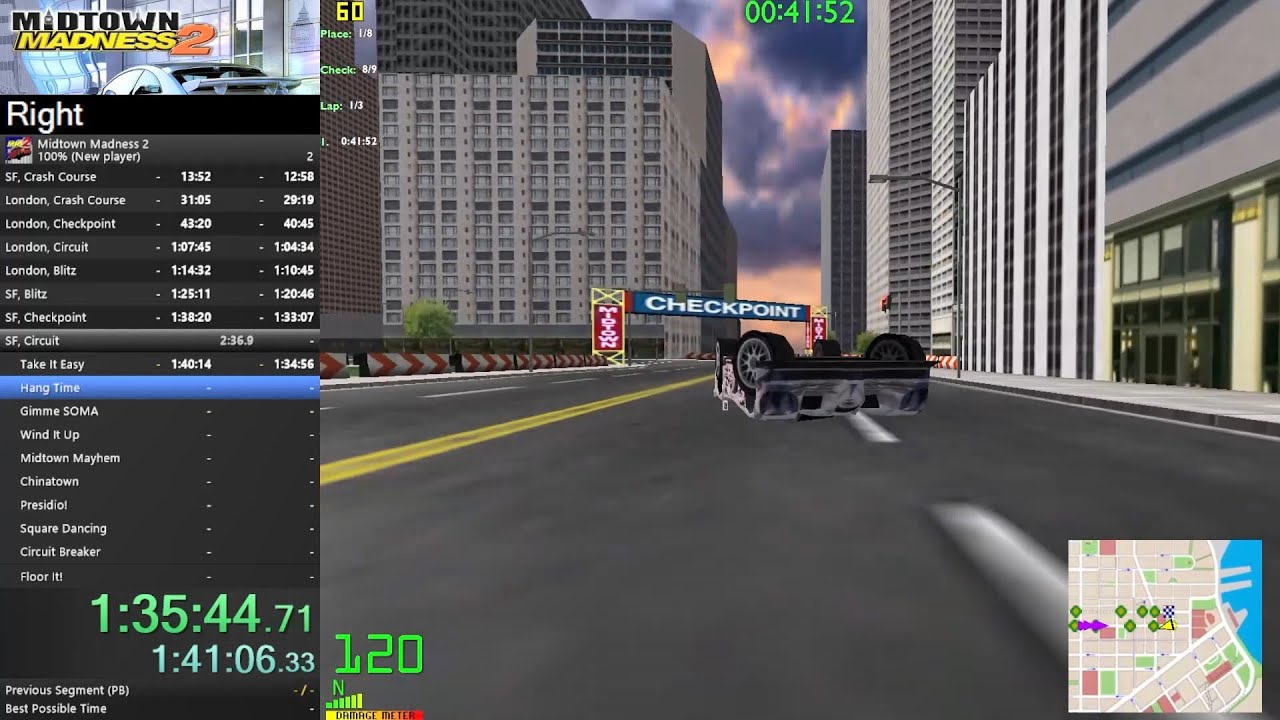 Midtown Madness 2, 100% - 1:54:43 (Tw/oL) [WR], 2:00:35 (TwL)