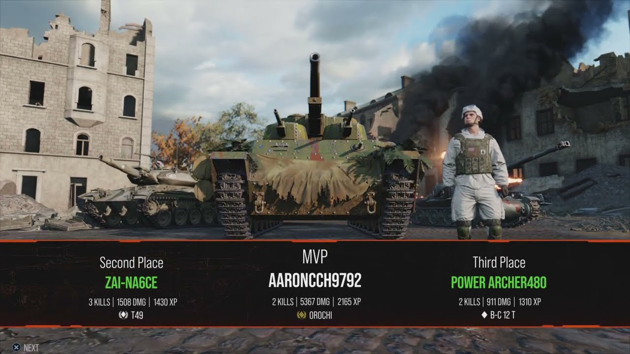 World of Tanks console - Orochi 6.1k combined damage, First battle with ACE Tanker (M)