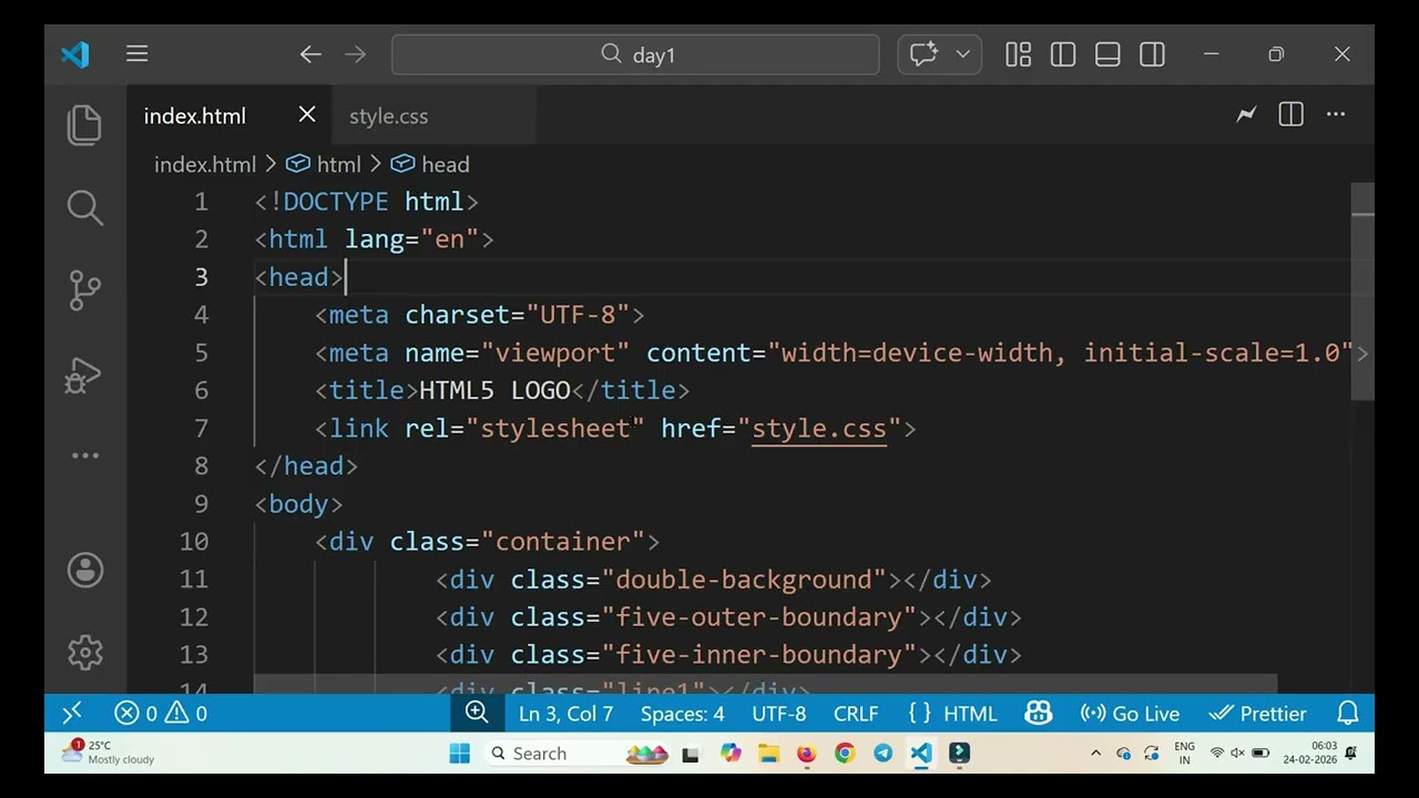 Create HTML5 Logo with HTML and pure CSS only   Students Learners Beginners #html #css #javascript
