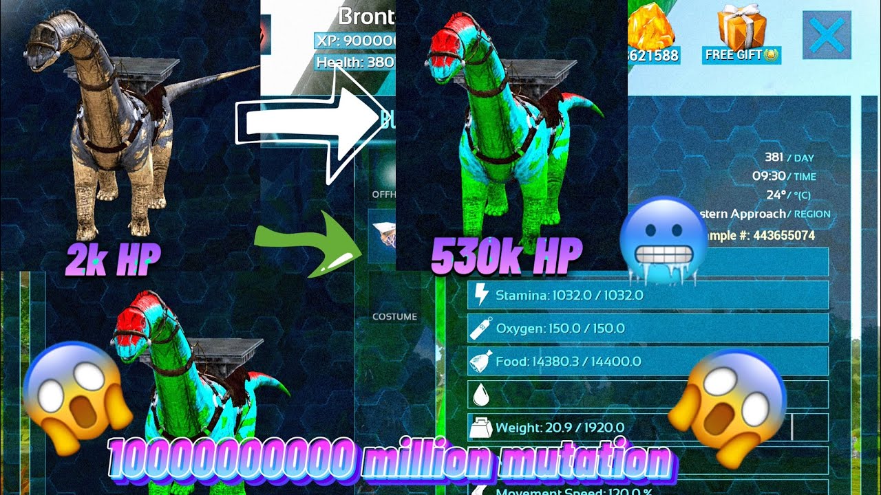 Ark Mobile | How To Make 530k HP Bronto | Bug Stat Tame #2