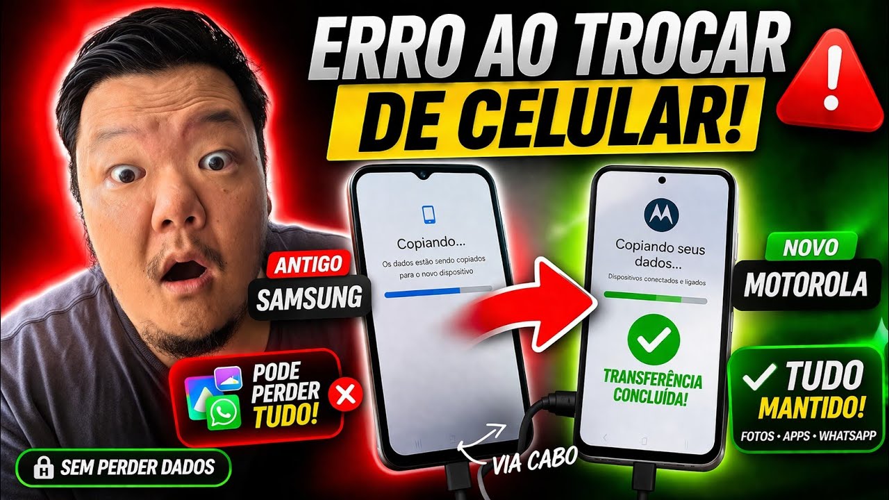 Como TRANSFERIR DADOS do SAMSUNG velho para MOTOROLA novo (VIA CABO) VAI TUDO SEM PERDER DADOS 