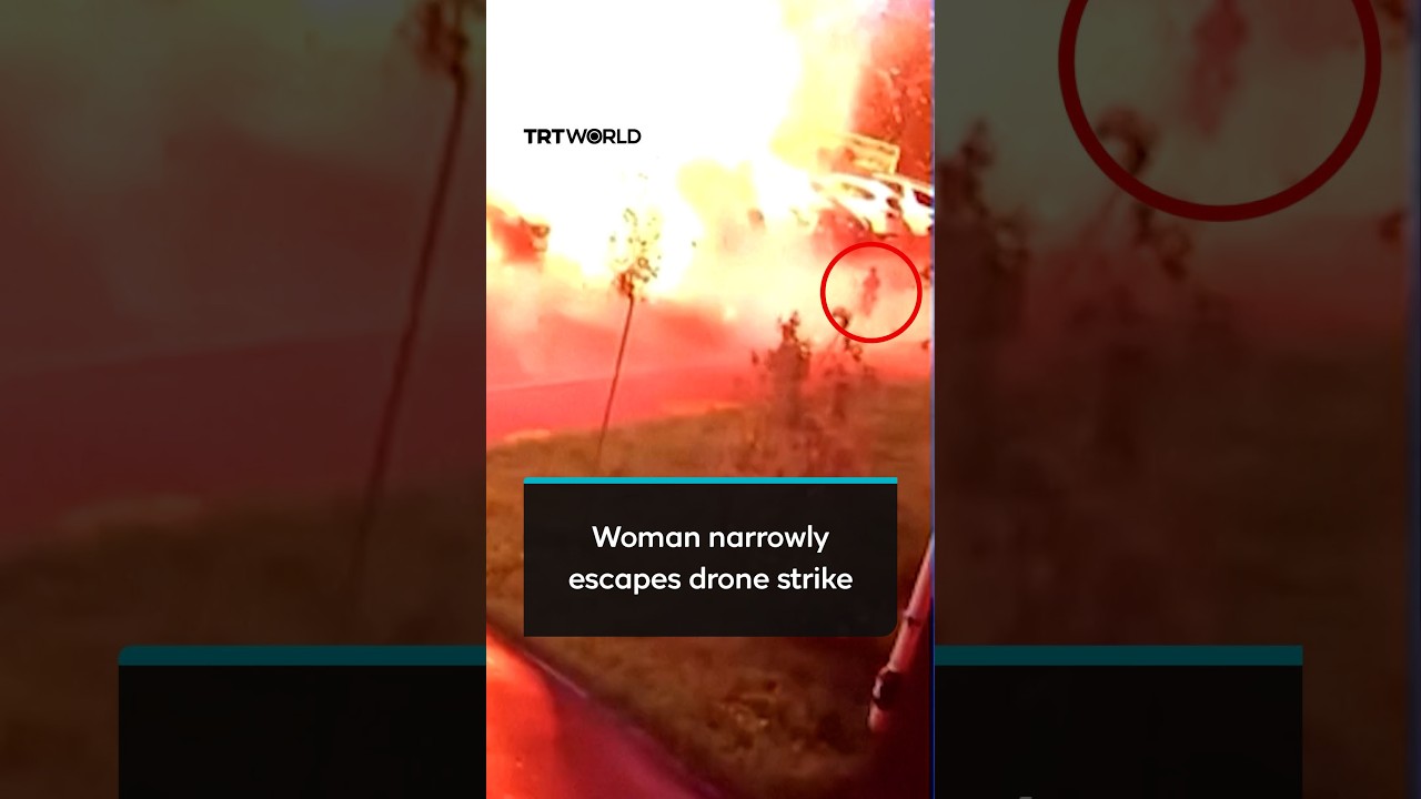 Woman narrowly escapes Russian drone strike on Kiev
