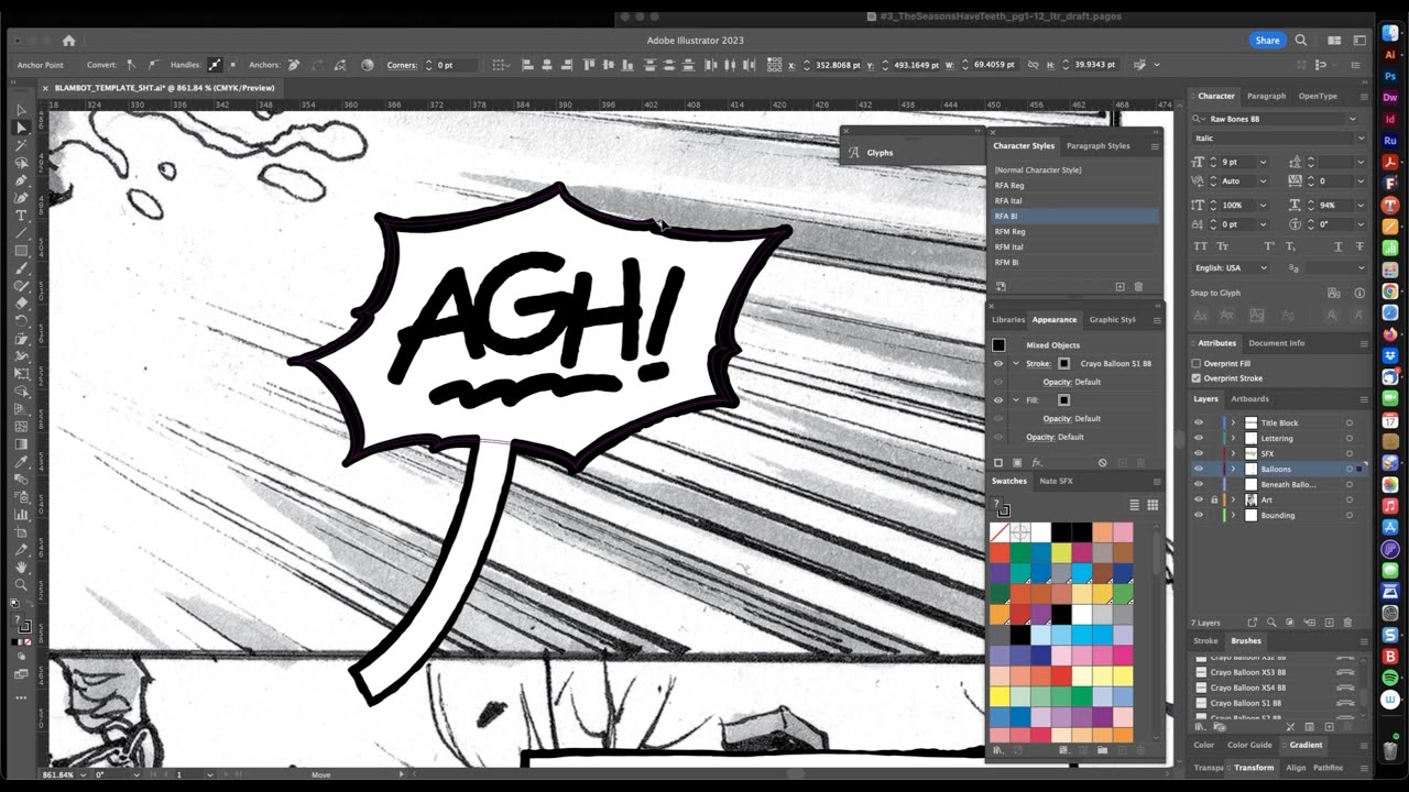 LETTERING LIVE 002 - The Seasons Have Teeth #3, pages 9 & 18