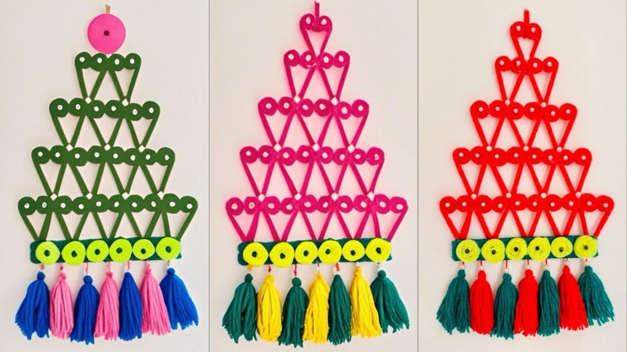 Creative Wall Art in Red: Yarn & Paper Craft 🧶🖌️ | DIY Wall Decoration
