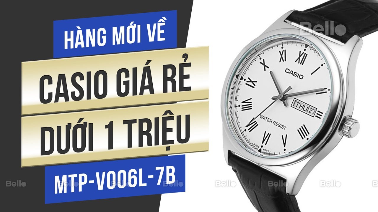 Đồng hồ Casio nam d&acirc;y da dưới 1 triệu MTP-V006L-7BUDF, h&agrave;ng về số lượng lớn tại Bello!