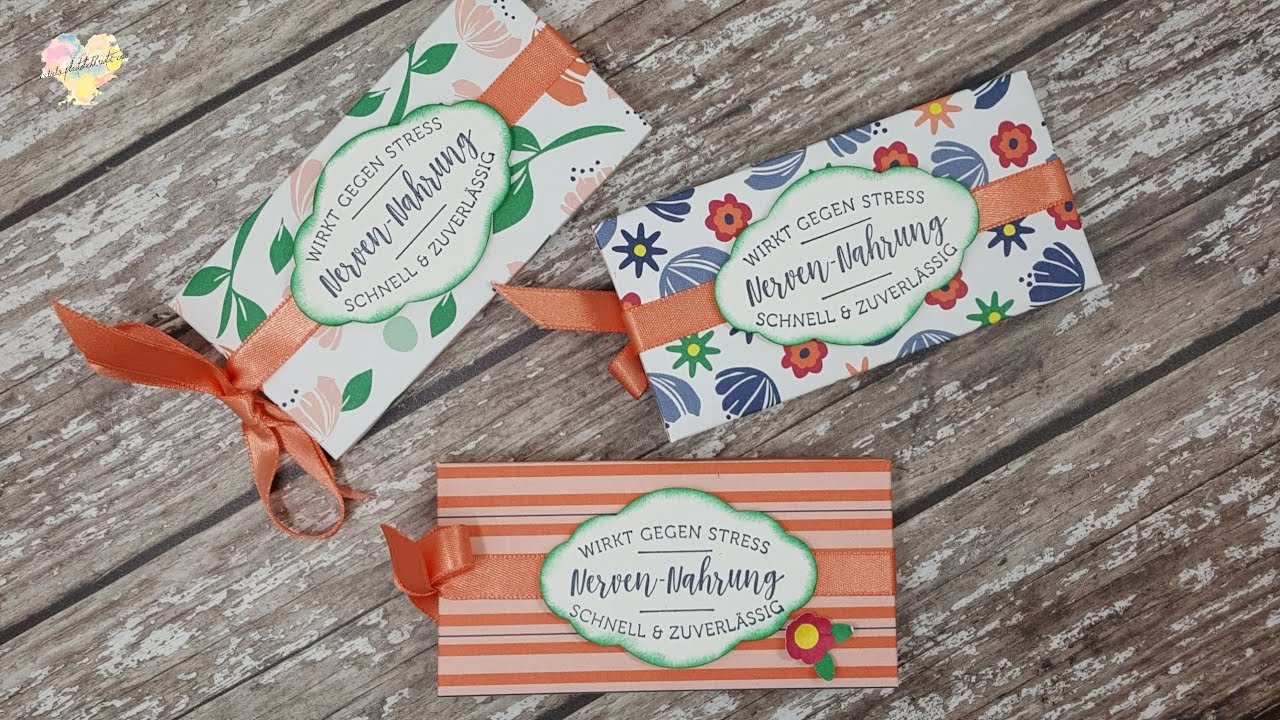 Verpackung für Schokoladentäfelchen mit Stampin' Up! Blütenfeuerwerk