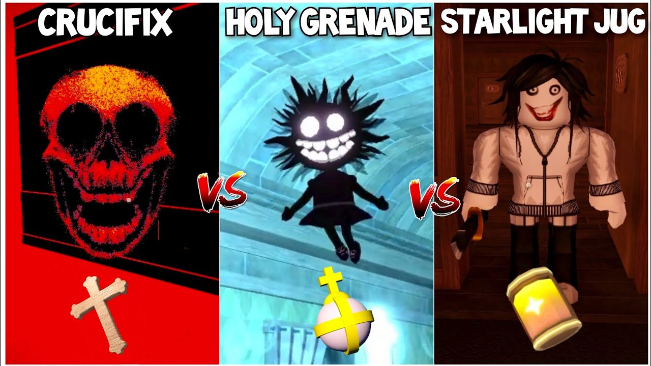 Using Powerful Item Holy Hand Grenade vs Crucifix vs Starlight Jug Against All Enemies in Doors