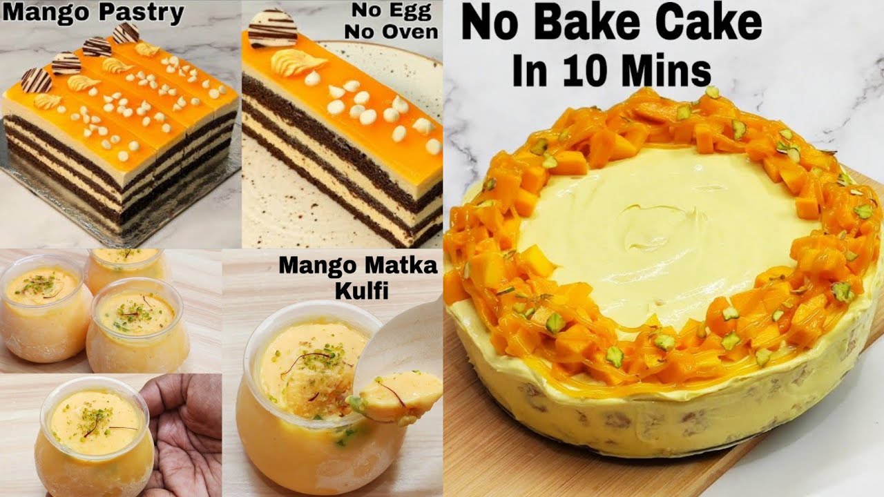 3 Indulgent Mango Recipes Without Oven, Egg|Mango Cold Cake, Matka Kulfi & Mango Chocolate Pastry |