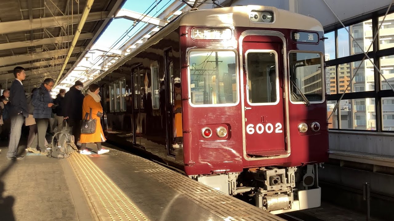 【4K】阪急宝塚線 6000系6002編成 普通大阪梅田行き 池田駅到着から発車まで