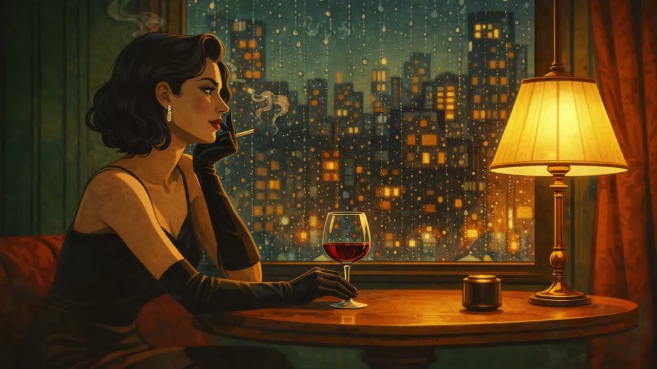 Vintage Rainy Night Jazz 🌧️ Relaxing Smooth Jazz for Late Night.