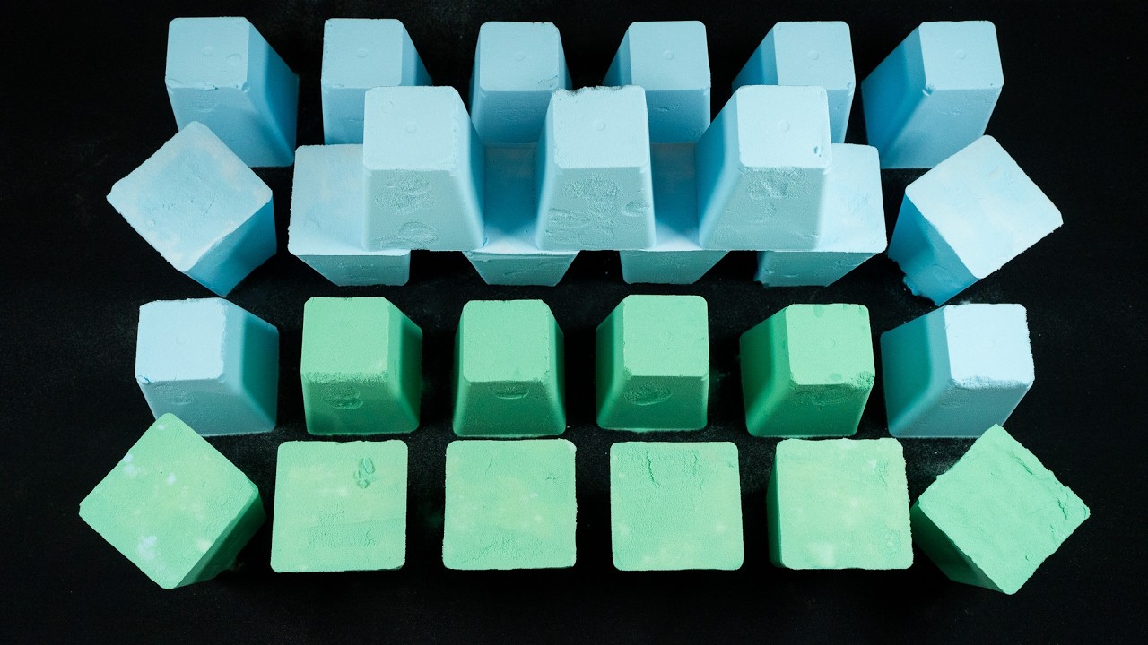 baking soda asmr - blue and green🩵💚😌