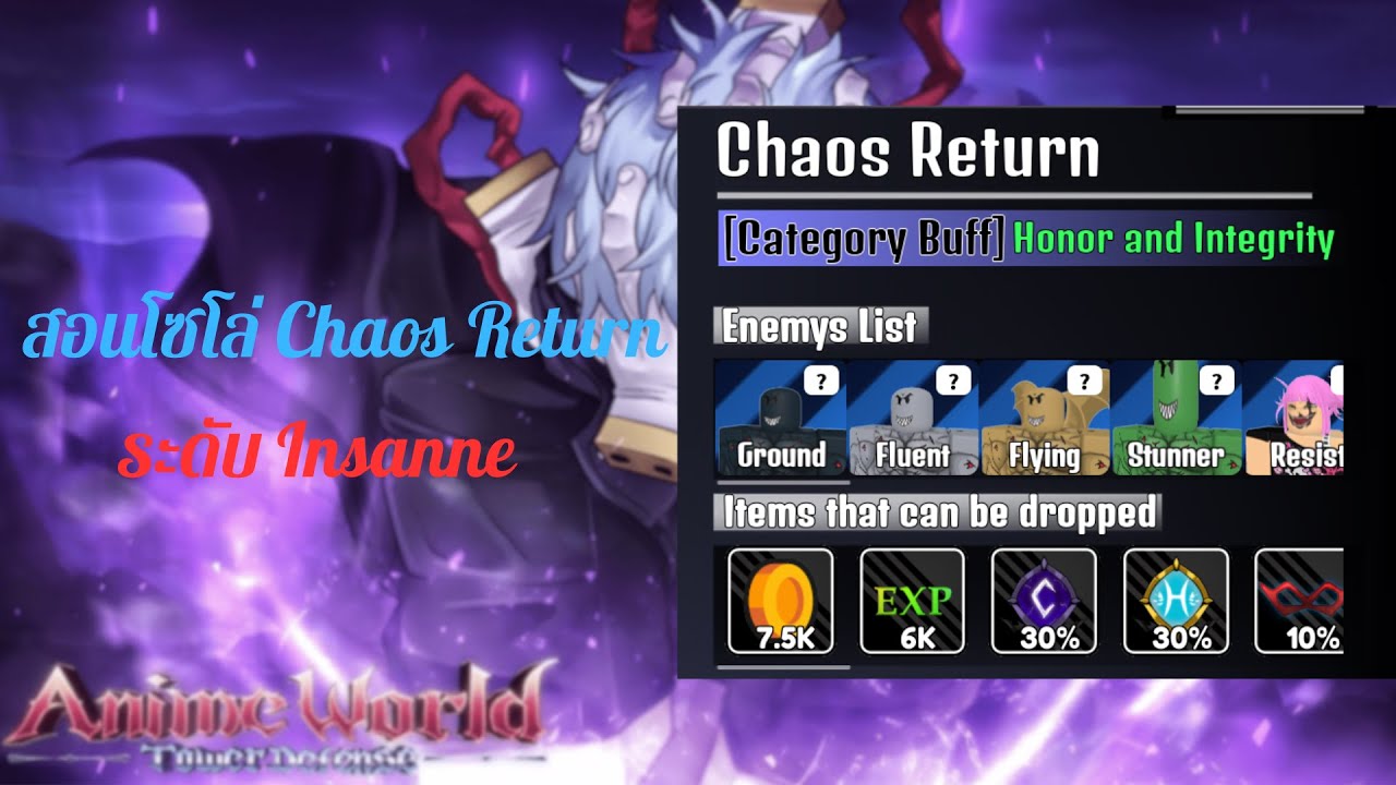 Anime world tower defense | Solo chaos return ระดับ Insae