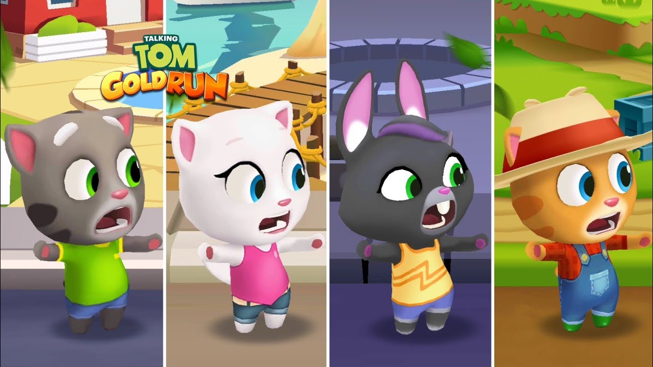 Talking Tom Gold Run - Talking Tom vs Talking Angela vs Talking Becca vs Farmer Ginger Gameplay
