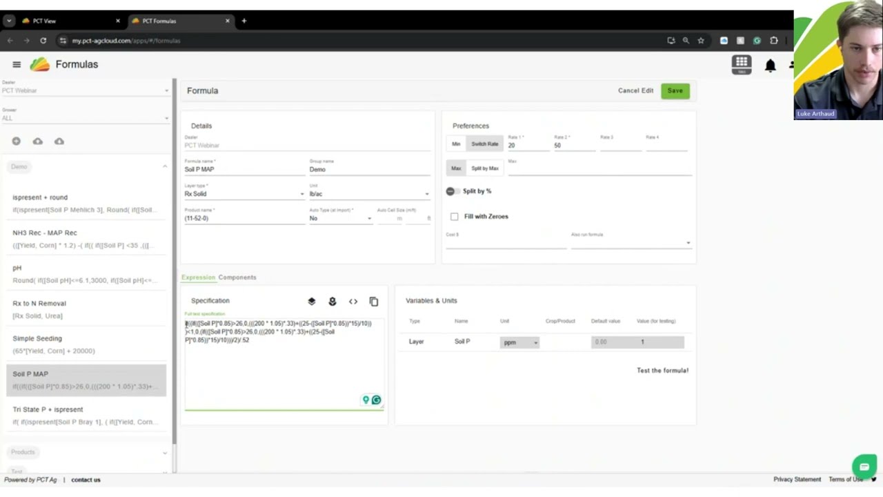 PCT Agcloud Formulas Overview