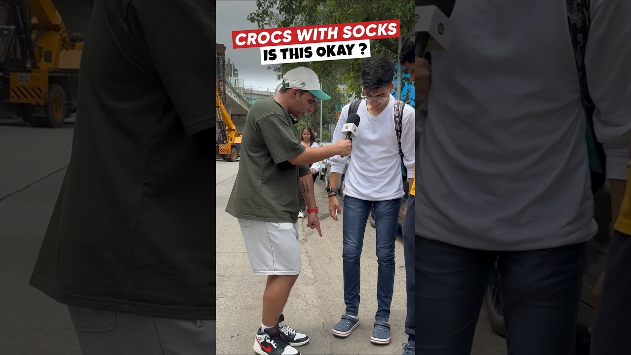 Socks on Crocs is COOL??? He did it 😳 🔴 #fashion #sneakers #crocs #menstyling