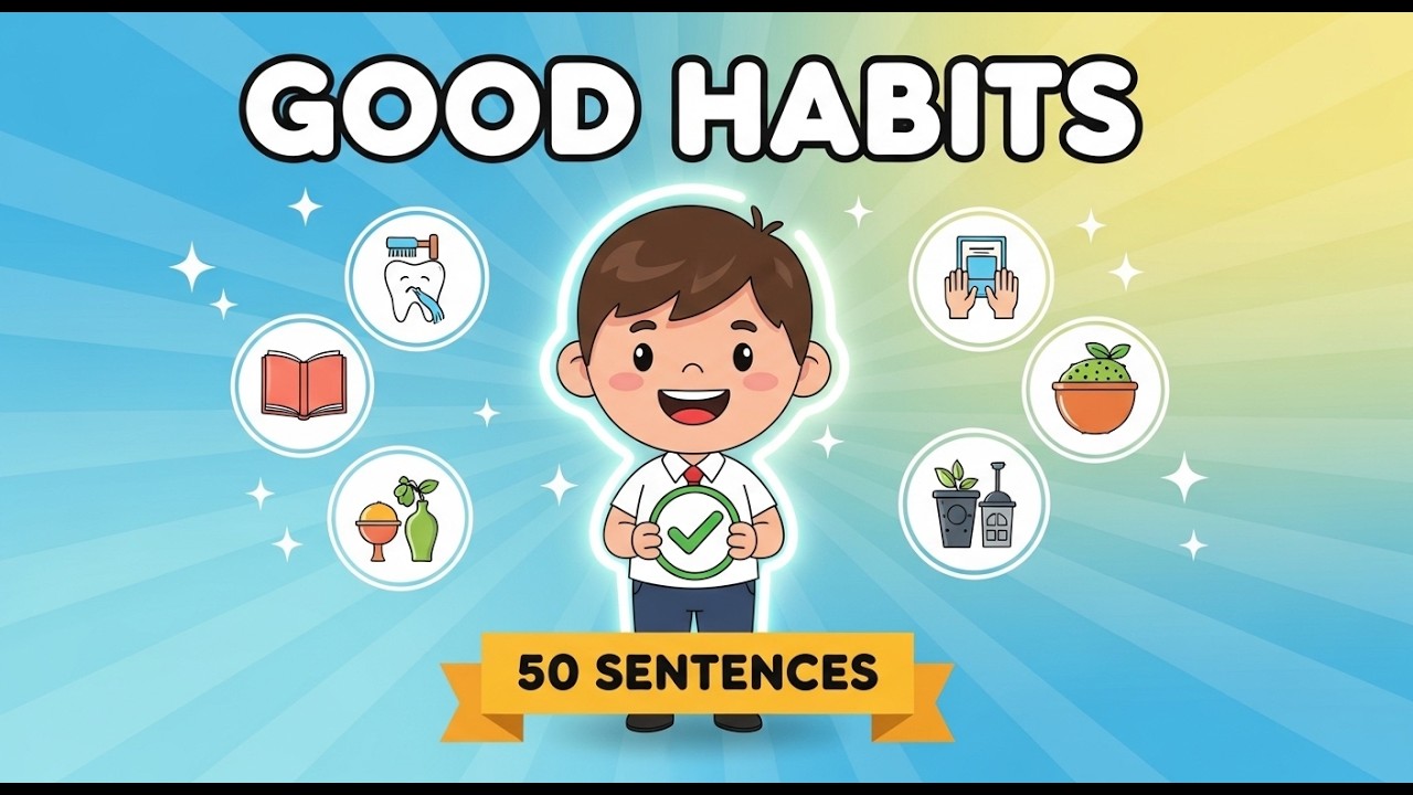 Good Habits for Kids | 50 Simple English Sentences | Daily Positive Habits Lesson