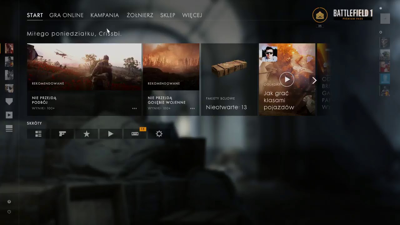 # BATTLEFIELD 1 - Premium Pass 13x Pakiet bojowy