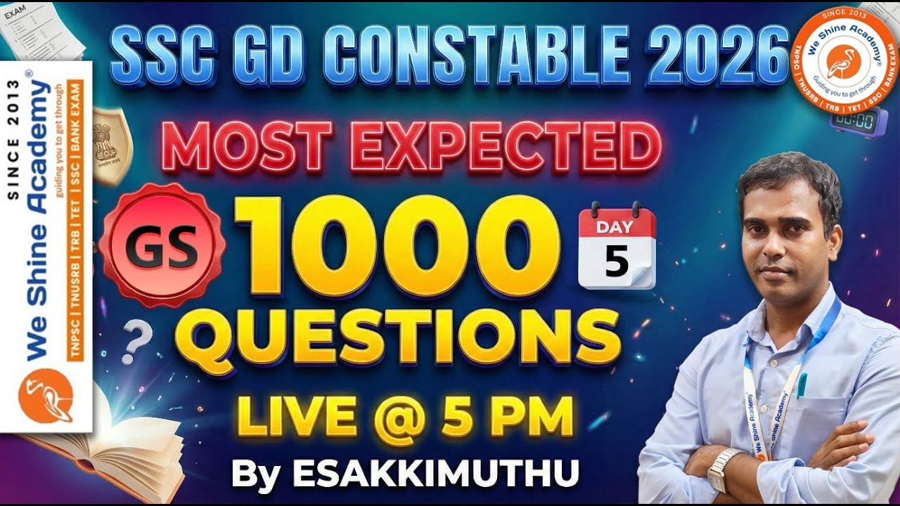 DAY 5 | SSC GD  2026 | Most expected 1000 GK/GS Question series #ssc #sscgd #sscchsl