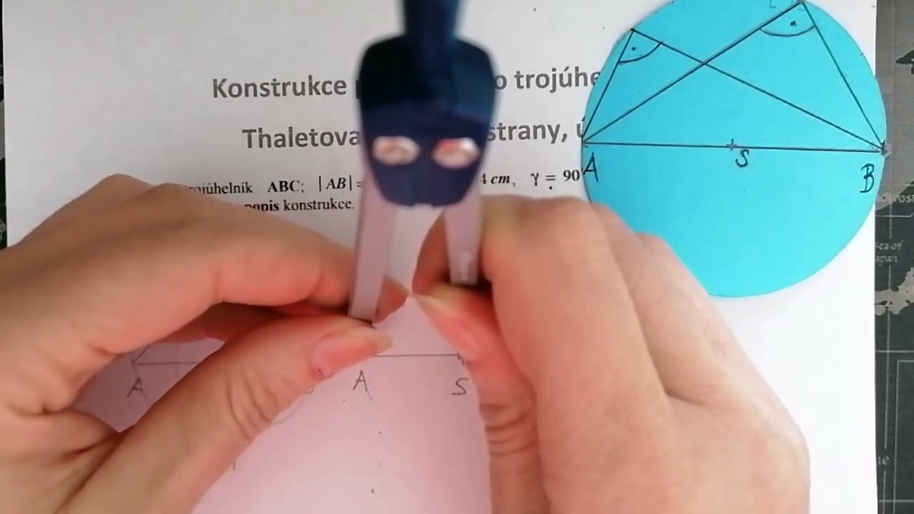 1.Konstrukce pravoúhlého trojúhelníku pomocí Thaletovy kružnice (strana, strana, pravý úhel)