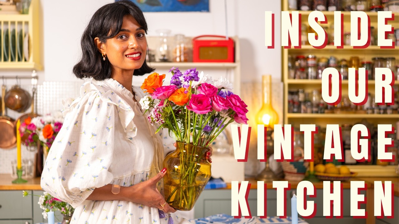 Come with us on a tour of the Vintage Kitchen behind Curating The Table.