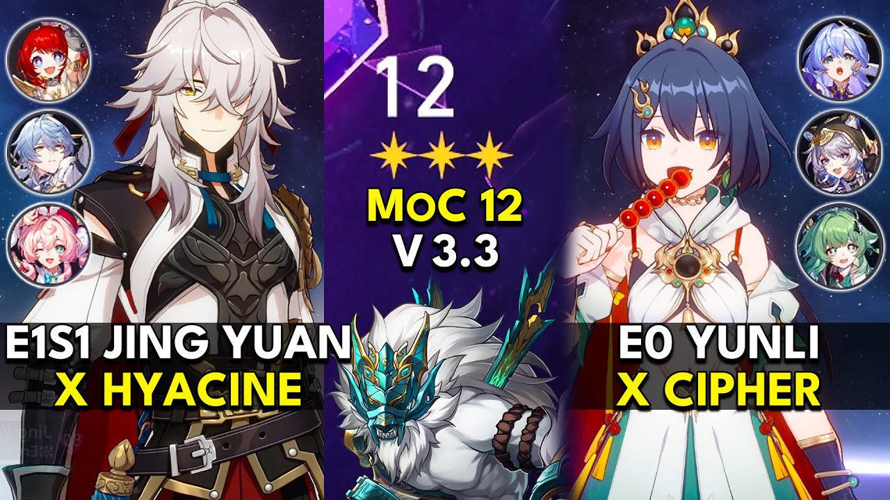 E1S1 Jing Yuan x Hyacine & E0 Yunli x Cipher | Memory of Chaos Floor 12 3 Stars | Honkai: Star Rail