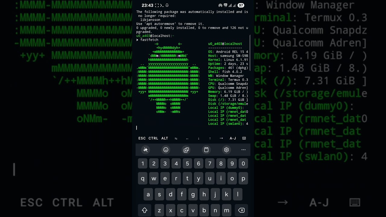 Termux Cool Command 😈😈😈 #termux #trending #shorts