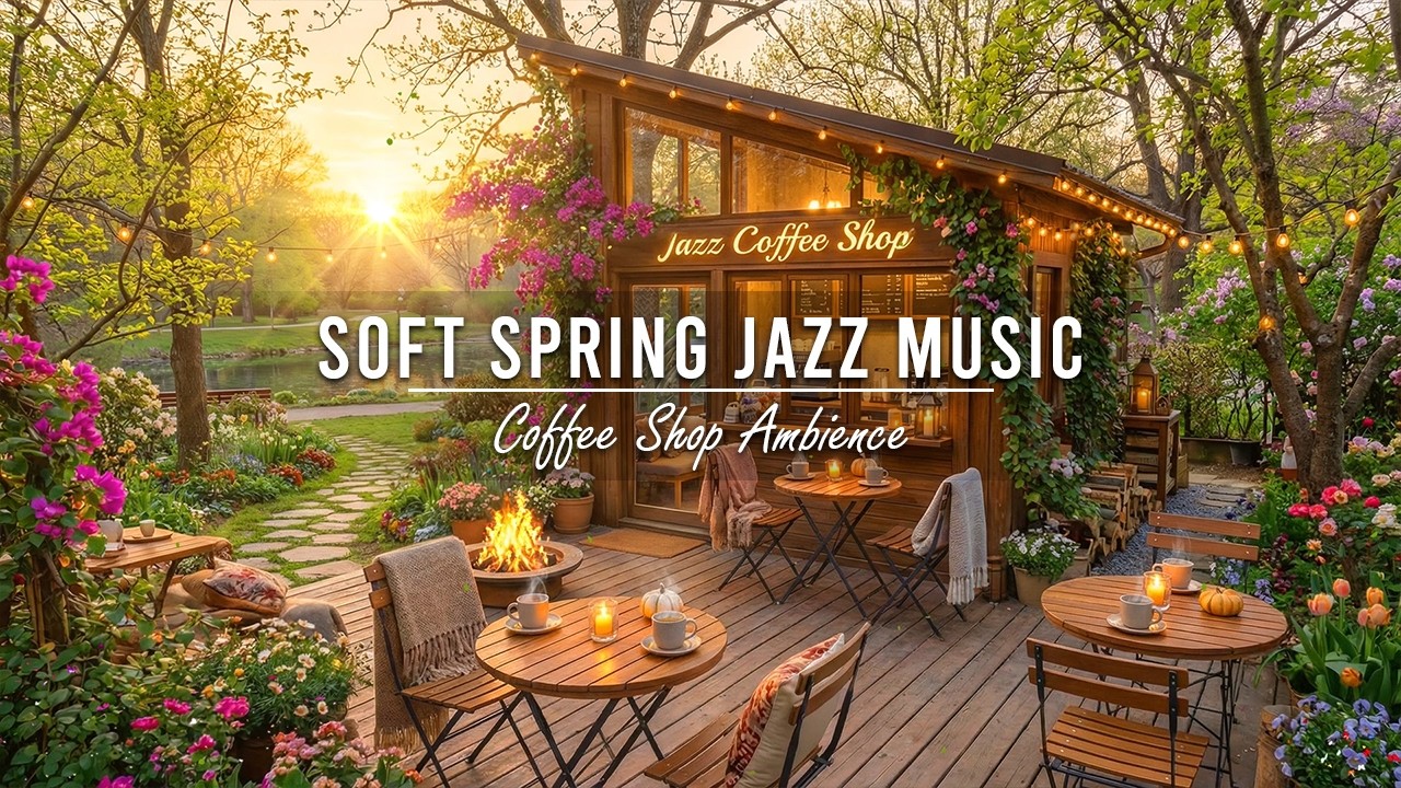 Spring Jazz Relaxing Music in Cozy Lakeside Porch Ambience ☕ Soft Jazz Music for Relax, Work & Study