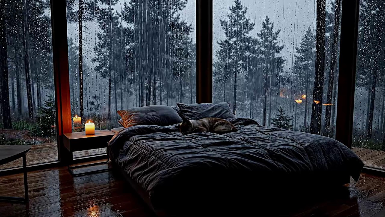 Night Bedroom Rain for Deep Sleep — Relaxation, Meditation & Calm