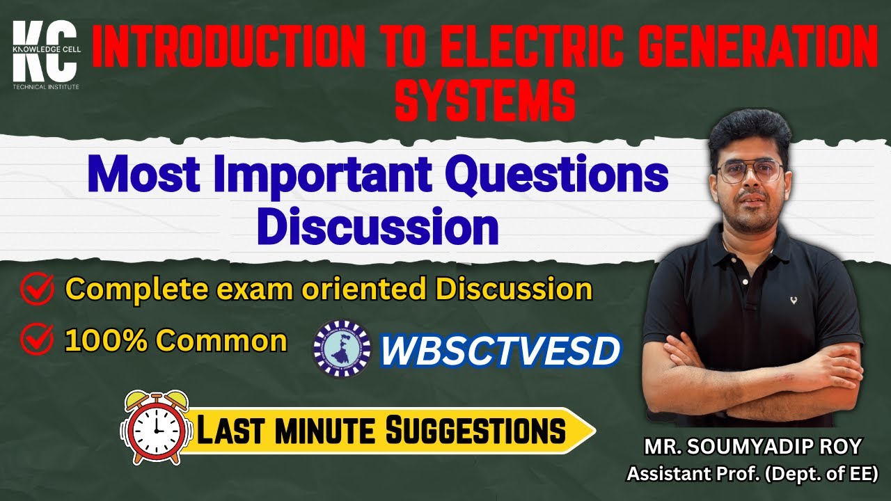 INTRODUCTION TO ELECTRIC GENERATION SYSTEMS I Diploma 3rd Sem I 100% Common I Complete Discussion.