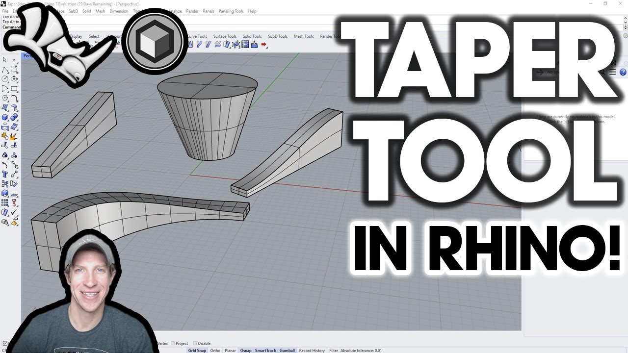 Как использовать инструмент TAPER в Rhino!