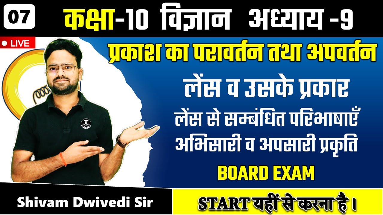 लेंस व लेंस से सम्बंधित परिभाषाएँ अभिसारी व अपसारी प्रकृति || प्रकाश Light || Class-10 Science