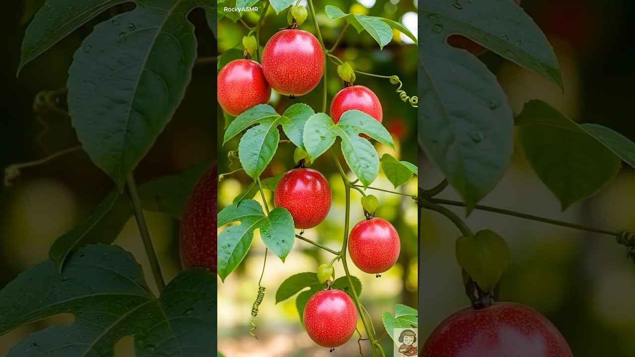 Red Passion Fruit ASMR 🍷 | Soft Touching & Natural Garden Sounds | Relaxing No Talking ASMR