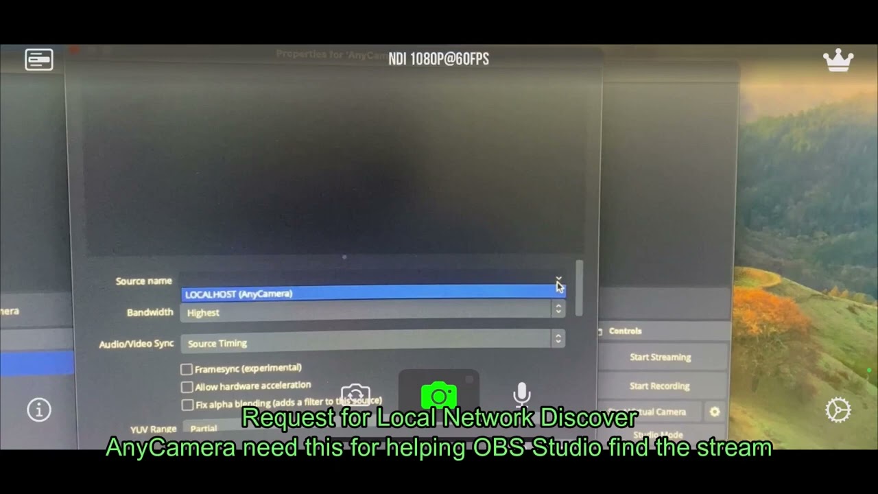 AnyCamera NDI Streaming & Permission Description