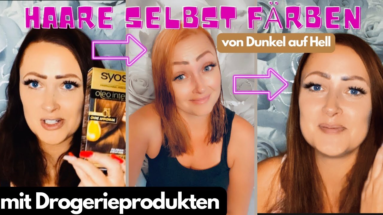 Von Dunkelbraun auf Goldbraun selber färben! Nur mit Drogerieprodukten! WAHNSINN 😍 #haarefärben