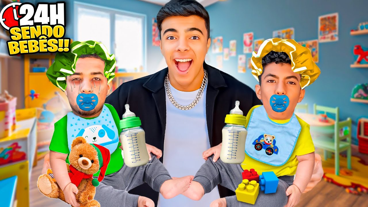 24 HORAS SENDO BEBÊS E SURTAMOS!🍼 *fizeram coco na fralda!