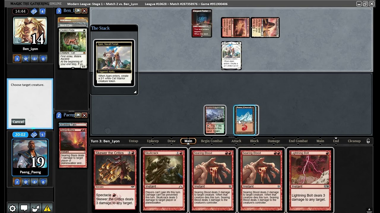 PAENG_PAENG MTGO MODERN LEAGUE BOROS BURN vs. BOROS ENERGY 28 May 2026