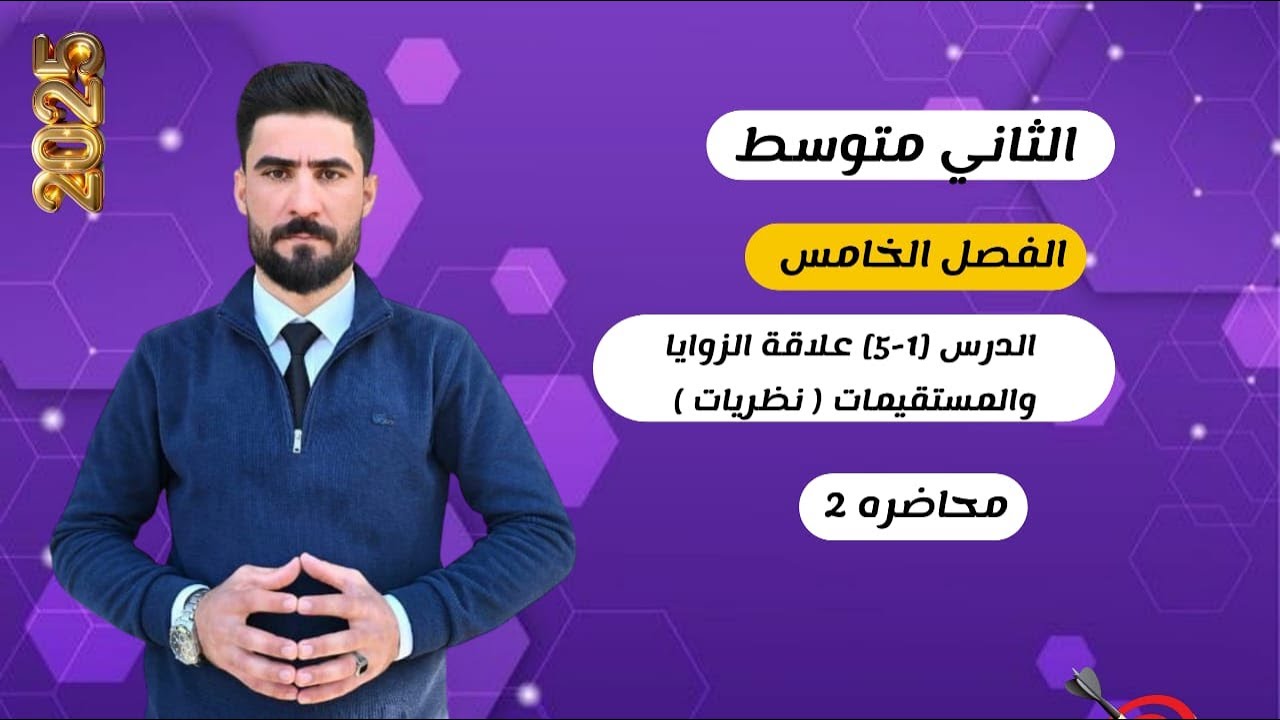 رياضيات الثاني متوسط/ الفصل الخامس/ الدرس [1_5] علاقة الزوايا والمستقيمات( نظريات )  @96A