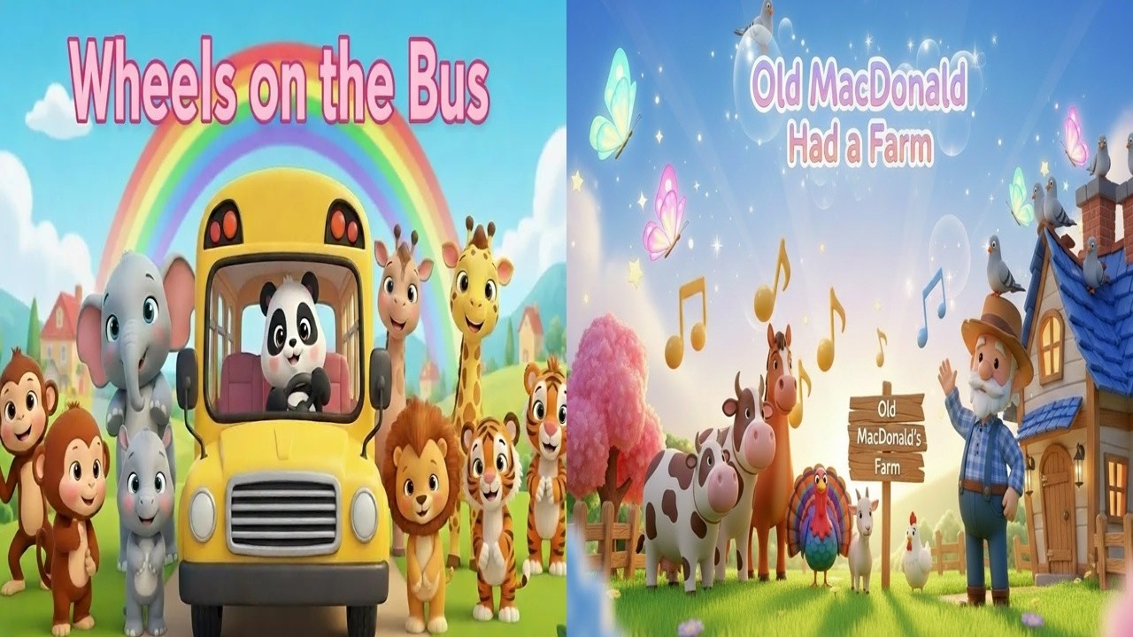 The Wheels on the Bus 🚍 + Old MacDonald Had a Farm 🐮 | Kids Nursery Rhymes & Songs